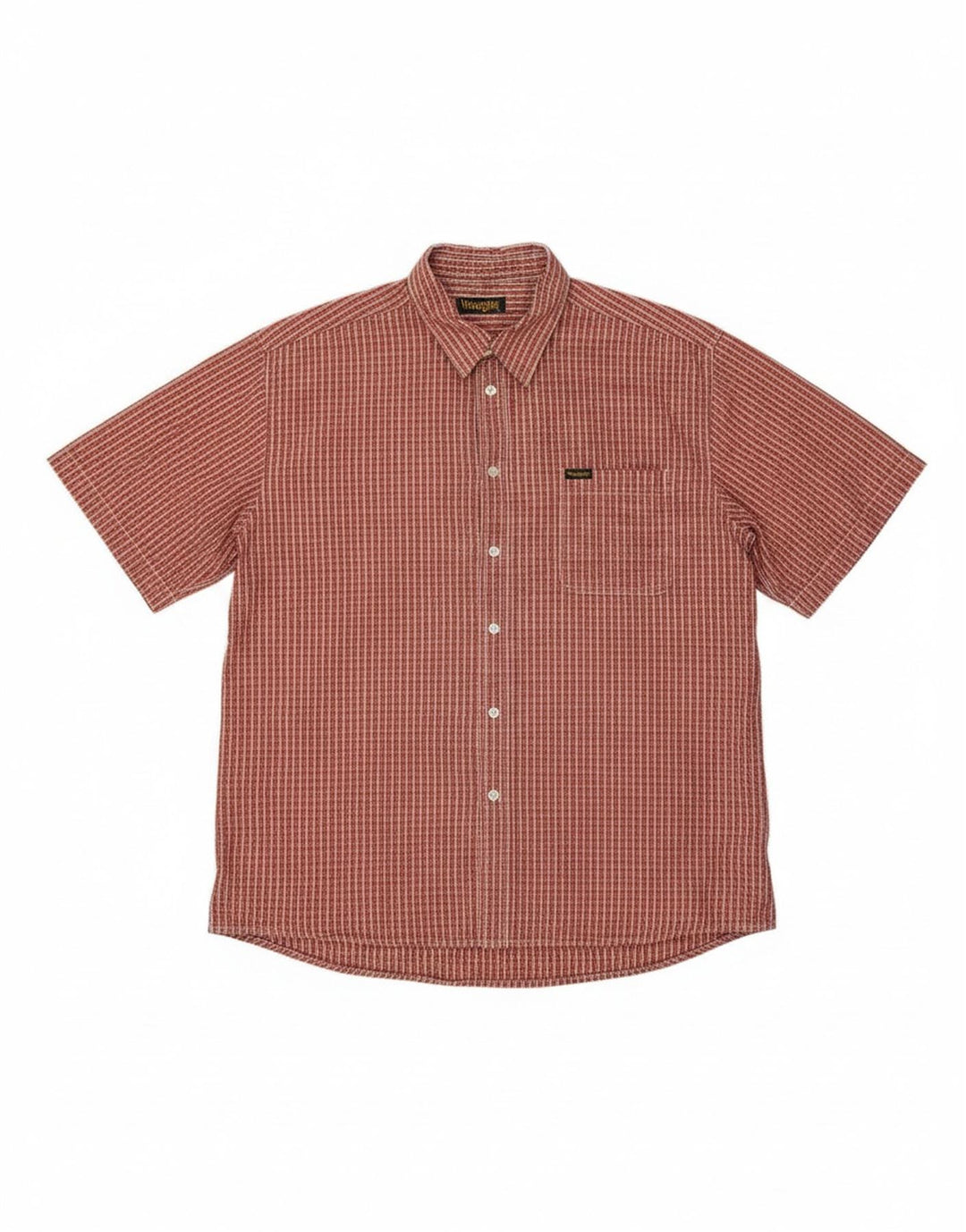 WRANGLER Mens Short Sleeve Shirt 2XL Red Check Cotton