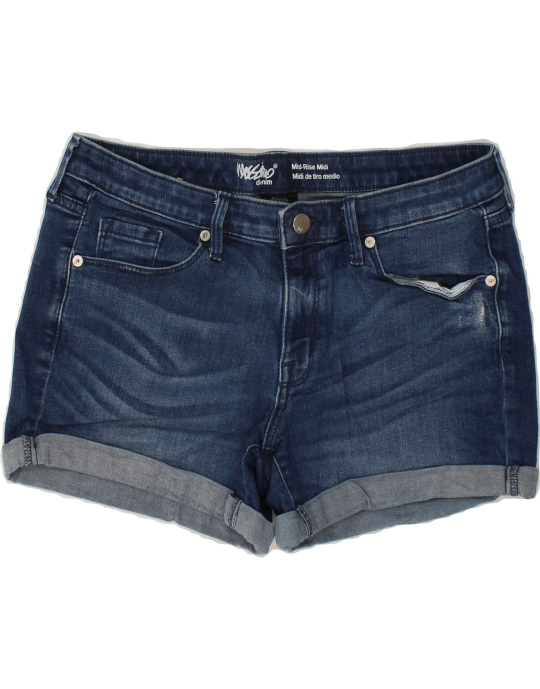 MOSSIMO Womens Mid Rise Denim Shorts US 8 Medium W29 Navy Blue Cotton Vintage Mossimo and Second-Hand Mossimo from Messina Hembry 