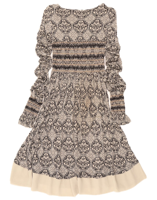 Guess Dame Langærmet A-Line Kjole UK 10 Small Black Ikat