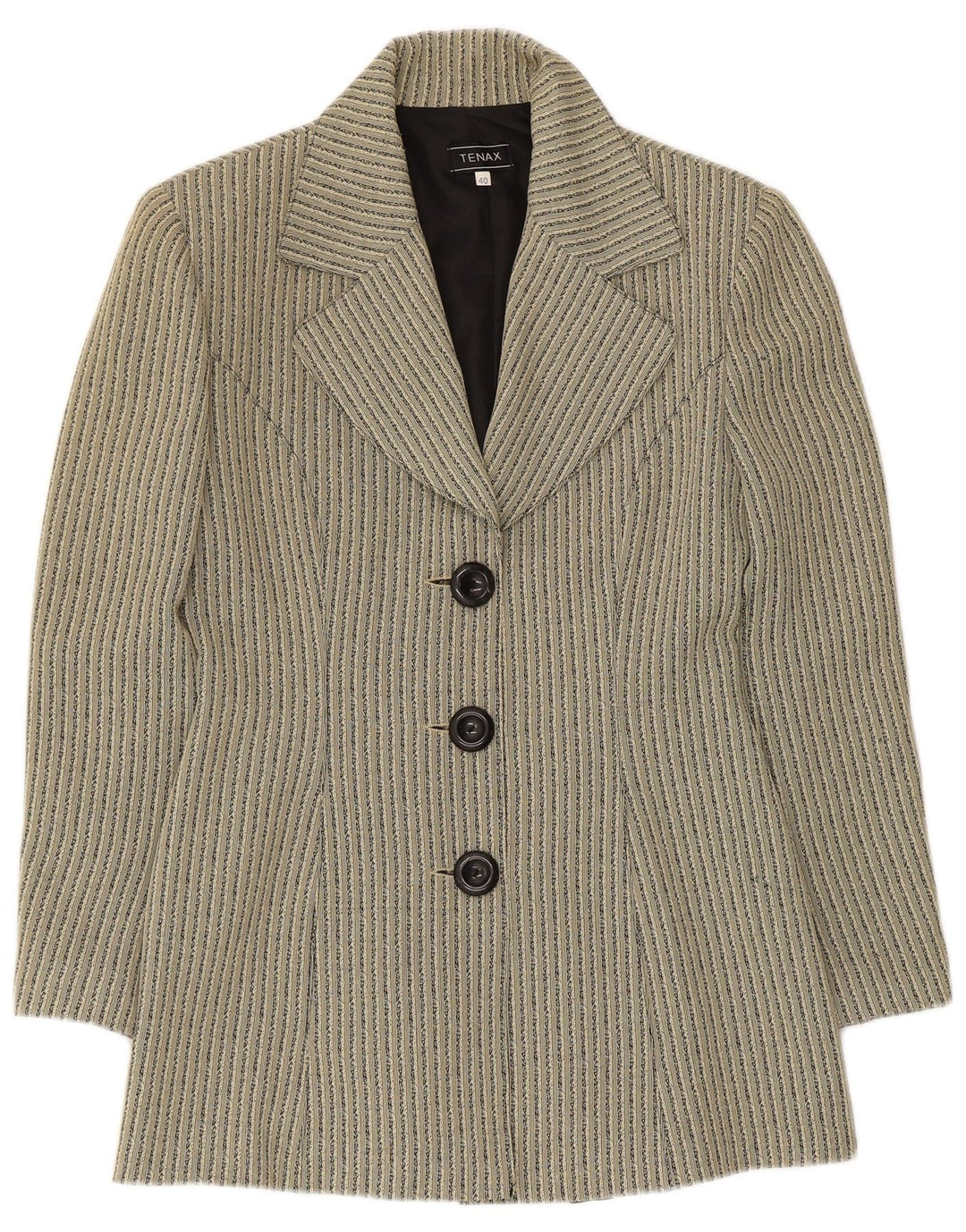 Tenax Dame 3-knaps blazerjakke IT 40 Lille beige stribet acetat