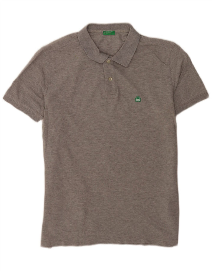 Benetton Herre Polo Shirt Stor Grå Bomuld