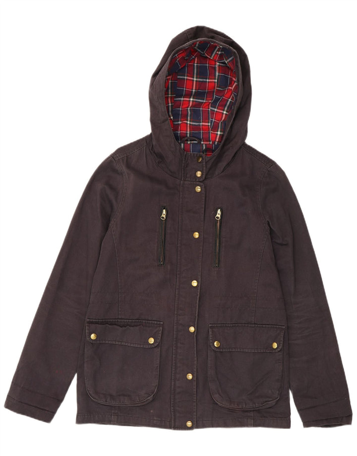 Topshop Dame Hooded Utility Jacket UK 10 Small Black Bomuld