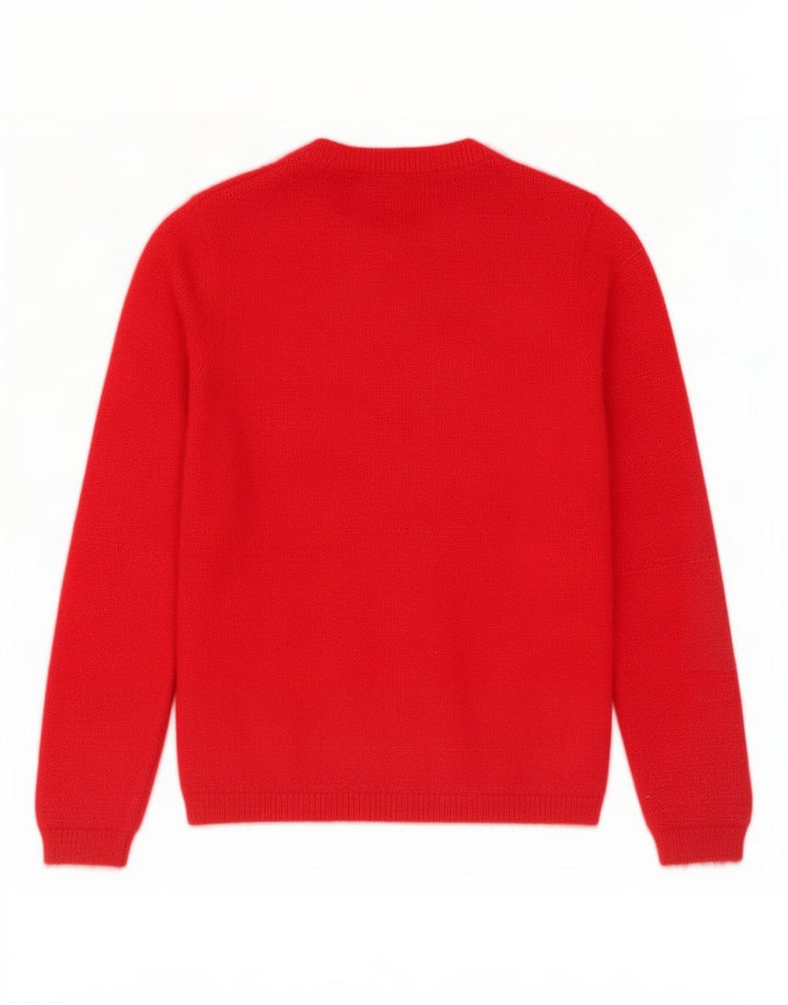 Desigual Dame grafisk rund hals sweater UK 12 Medium rød polyamid