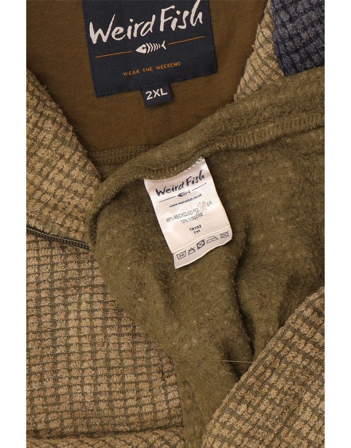 Weird Fish Herre lynlås hals Fleece Jumper 2XL Khaki Polyester