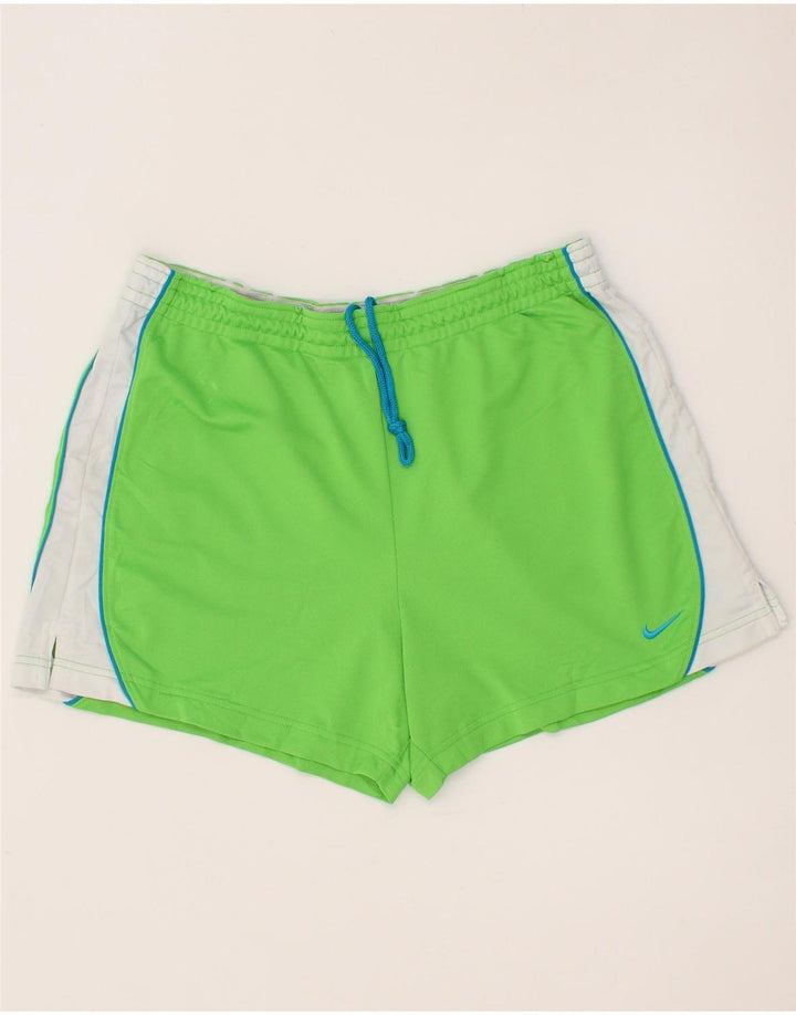 NIKE Womens Sport Shorts US 12/14 Large  Green Colourblock Polyester Vintage Nike and Second-Hand Nike from Messina Hembry 