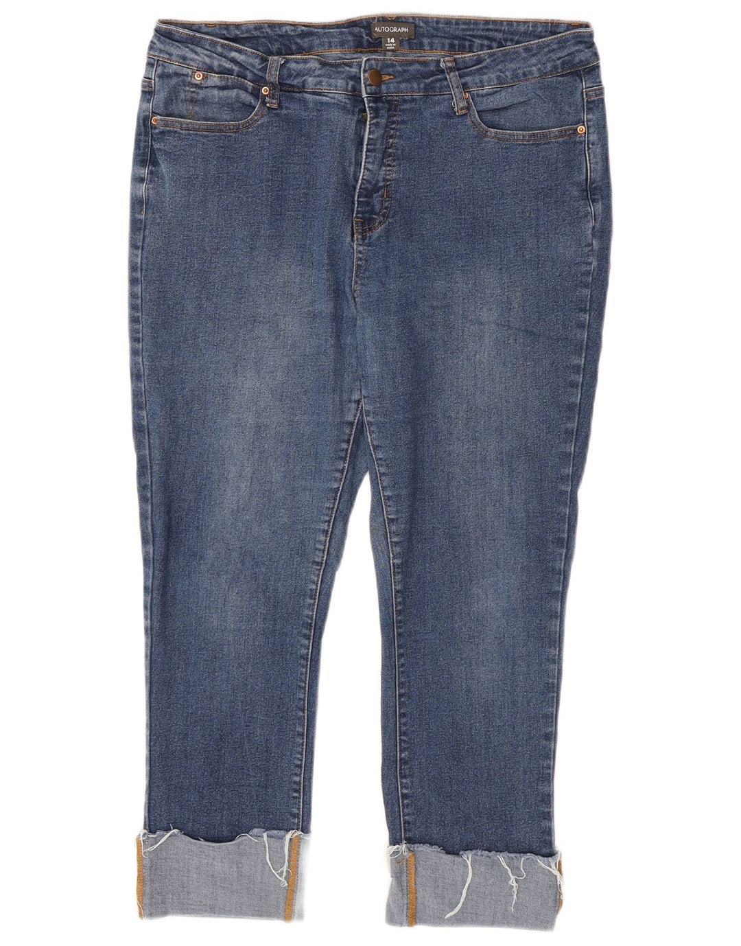Marks & Spencer Womens Autograph Cropped Jeans UK 14 Large W34 L24 Blue