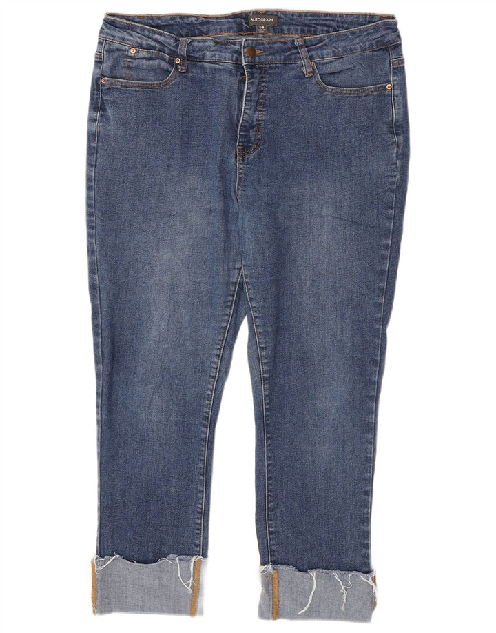 Marks & Spencer Womens Autograph Cropped Jeans UK 14 Large W34 L24 Blue
