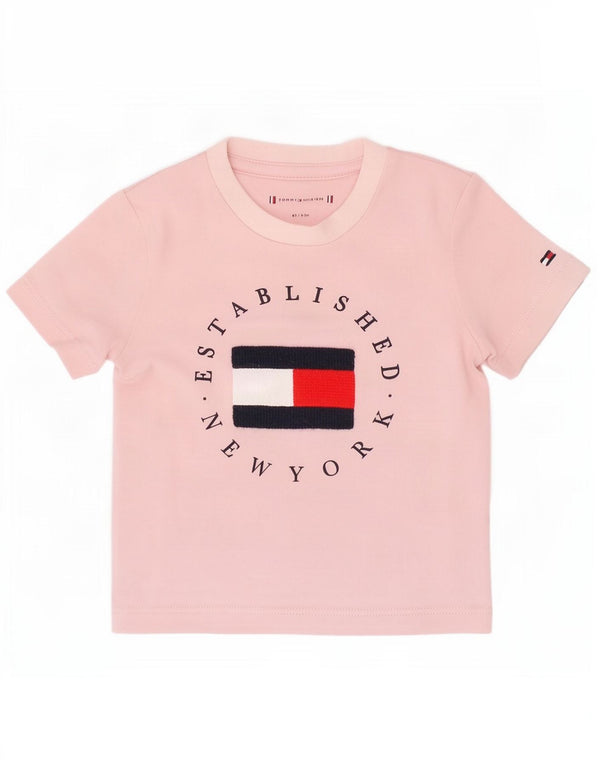 Tommy Hilfiger Baby Girls Graphic T-Shirt Top 0-3 Months Pink Cotton