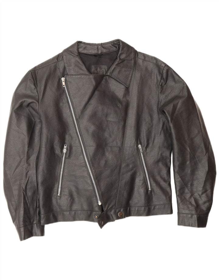 Vintage Herre Læder Biker Jacket UK 38 Medium Sort