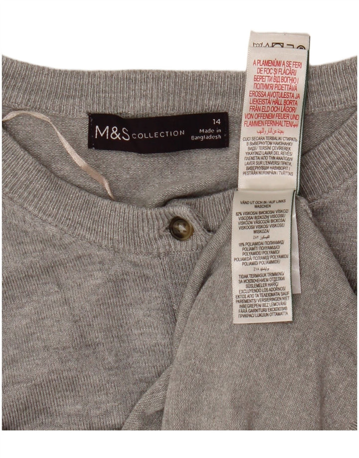 MARKS & SPENCER Dame Crop cardigan sweater UK 14 Medium Grey Viscose