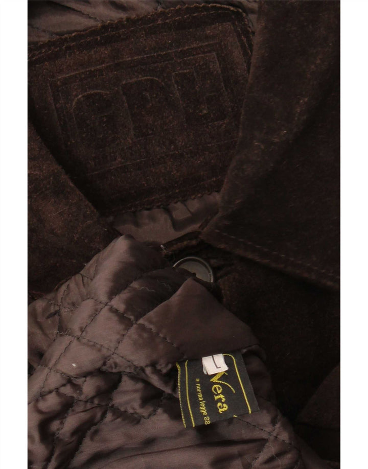 Vintage Herre Ruskind Windbreaker Coat UK 40 Stor Brun Læder