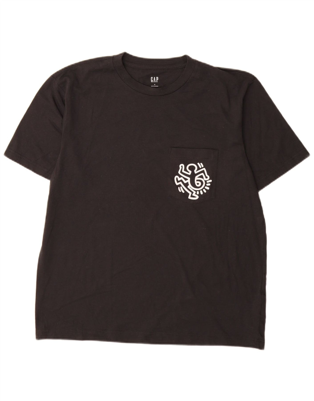 Gap Herre Grafisk T-Shirt Top Medium Sort Bomuld