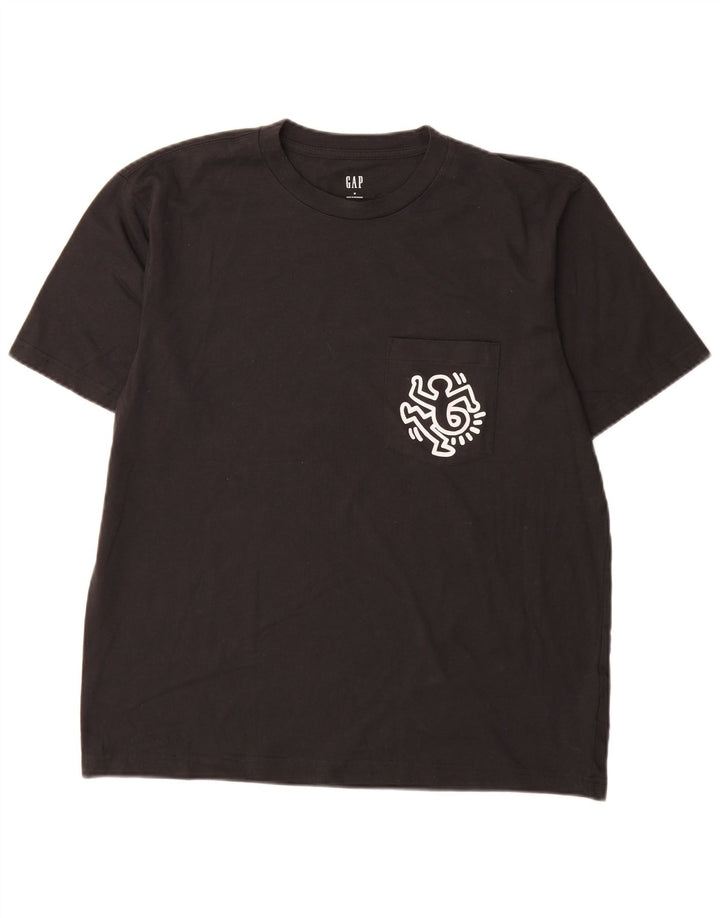 Gap Herre Grafisk T-Shirt Top Medium Sort Bomuld