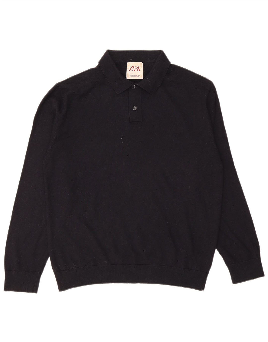 Zara Herre Polo Neck Jumper Sweater XL Navy Blue Uld