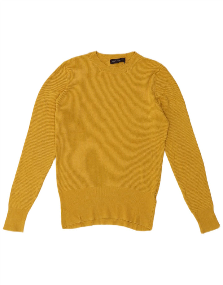 Marks & Spencer Dame sweater med rund hals DK 12 Medium gul viskose