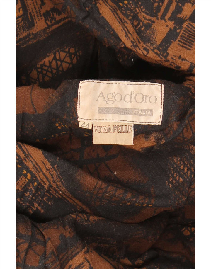 Vintage ruskindsfrakke til kvinder IT 44 Medium Brown Animal Print Læder