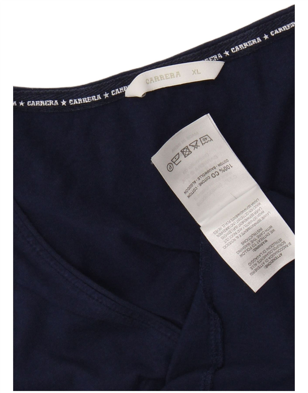 CARRERA grafisk T-shirt top til kvinder UK 18 XL marineblå bomuld