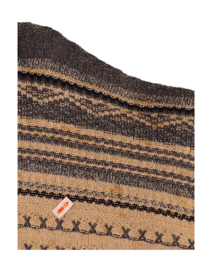 PETER MASS Mens Polo Neck Jumper Sweater XL Grey Fair Isle Vintage Peter Mass and Second-Hand Peter Mass from Messina Hembry 