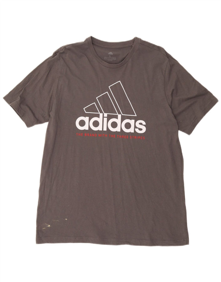 ADIDAS Grafisk T-shirt top til mænd, stor grå bomuld