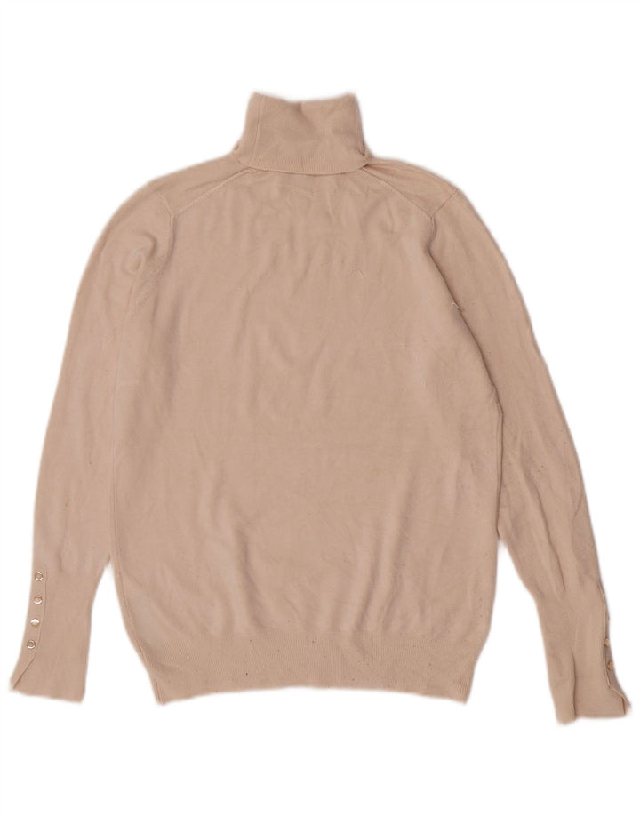 Zara Dame Roll Neck Jumper Sweater UK 12 Medium Beige Viscose