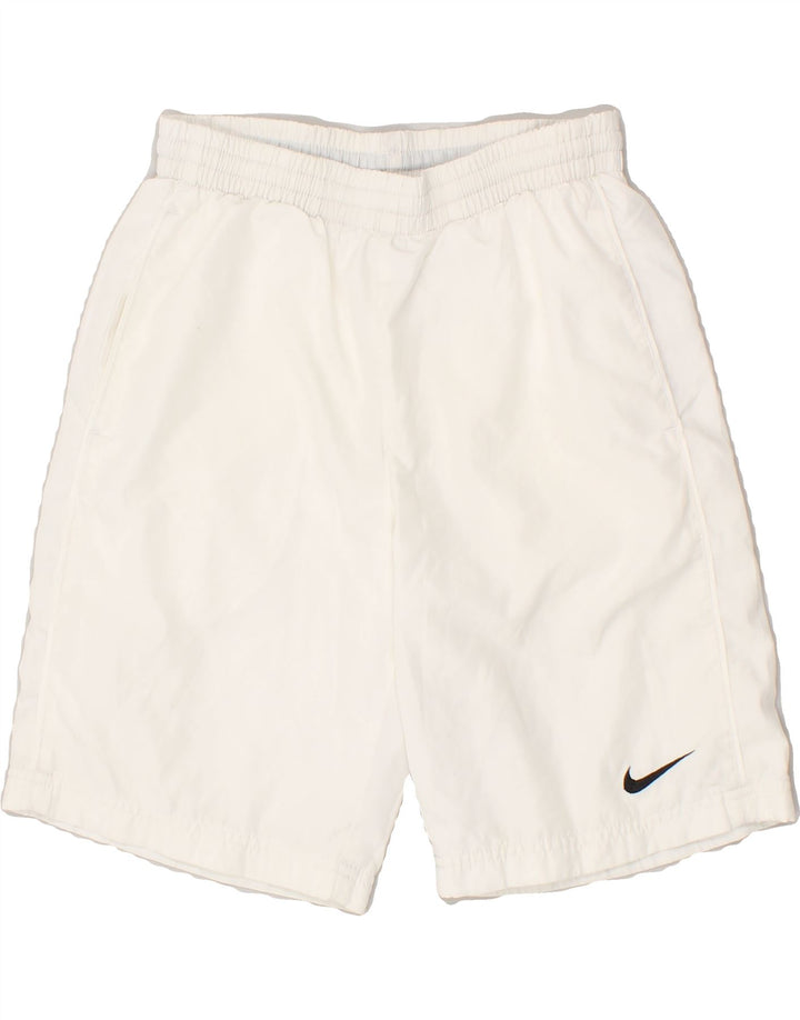 NIKE Boys Graphic Sport Shorts 8-9 Years Small  White Polyester Vintage Nike and Second-Hand Nike from Messina Hembry 