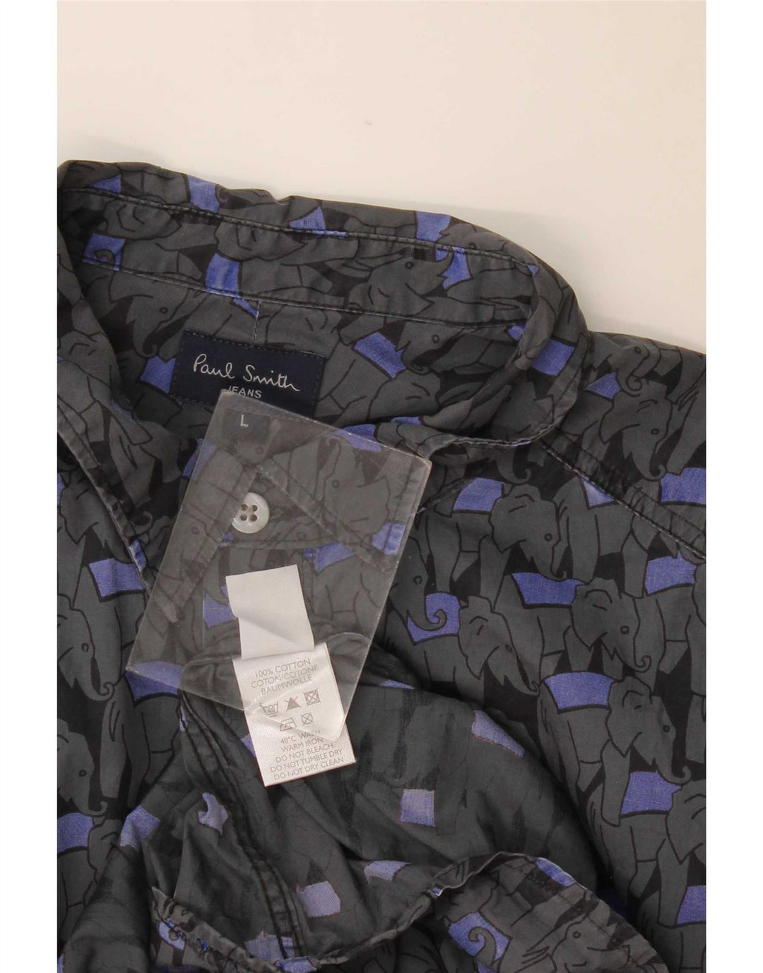 Paul Smith Herreskjorte Stor grå Animal Print Bomuld