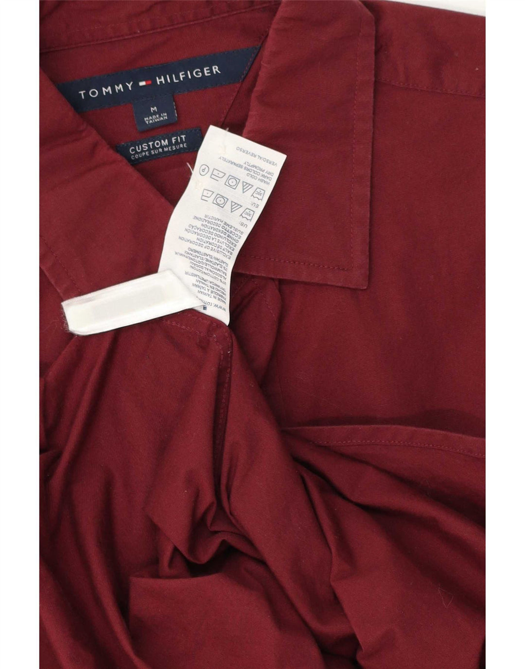 Tommy Hilfiger Herre Custom Fit skjorte Medium Burgundy bomuld