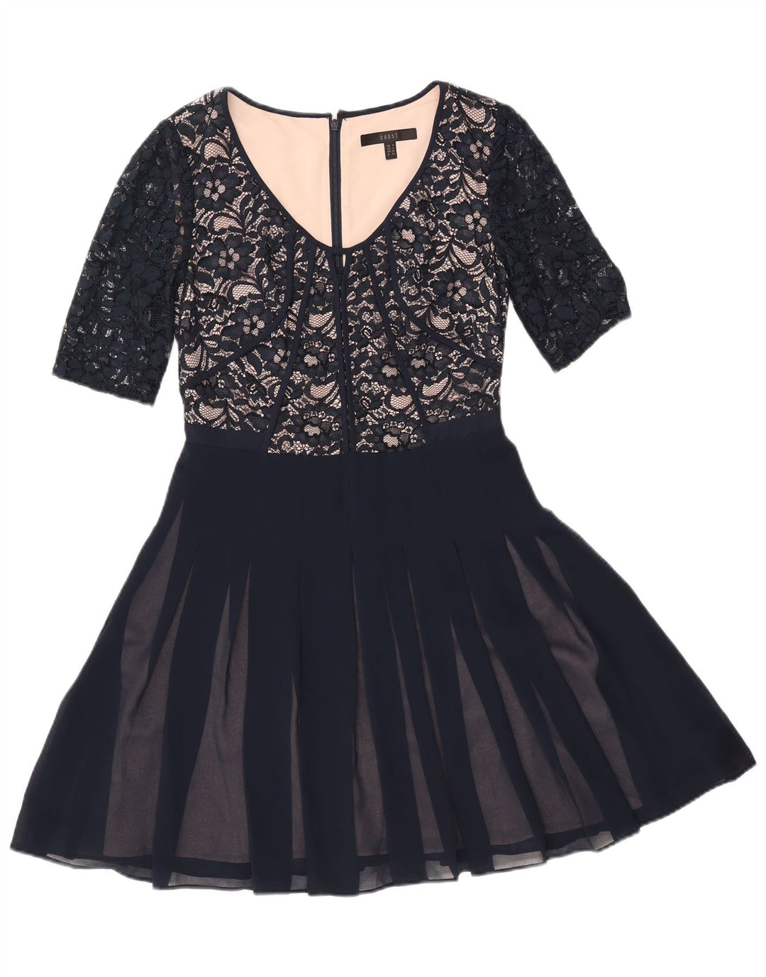 Coast Kvinder Blonde A-Line Kjole UK 8 Small Navy Blue Polyamid