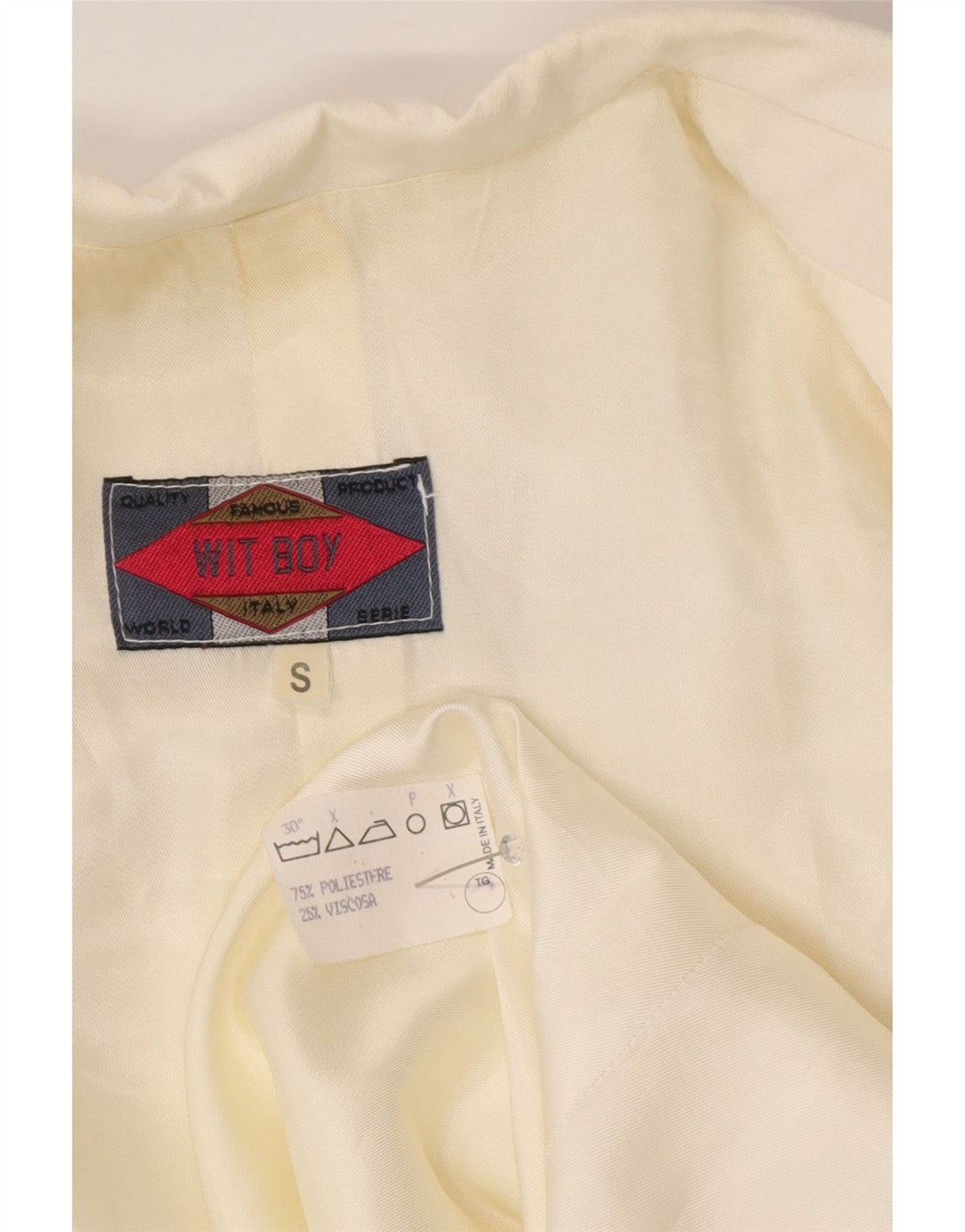 Wit Boy Dame 3 Button Blazer Jacket UK 10 Small Off White Polyester