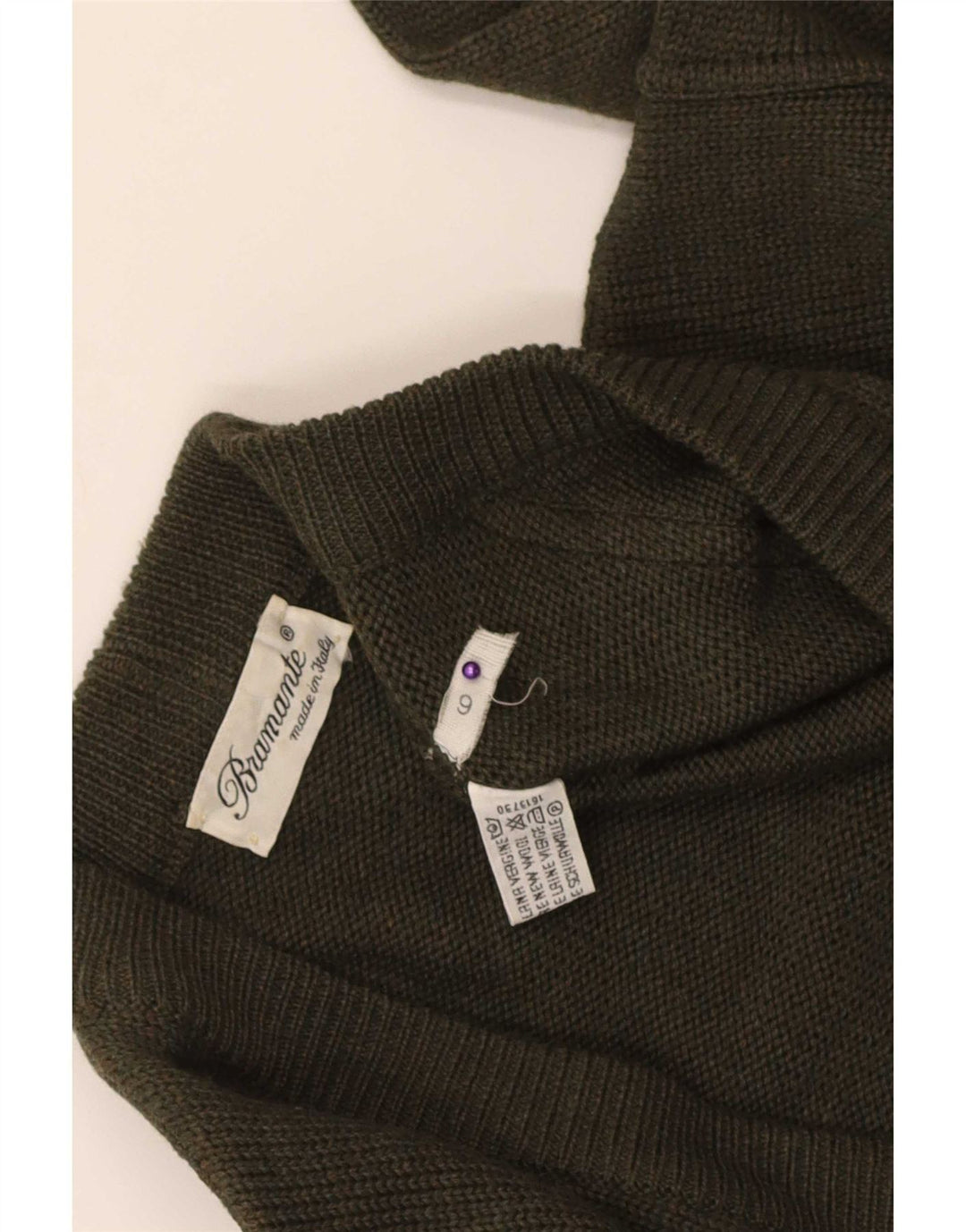 Bramante Herre Cardigan Sweater Large Khaki Argyle/Diamond Virgin Wool