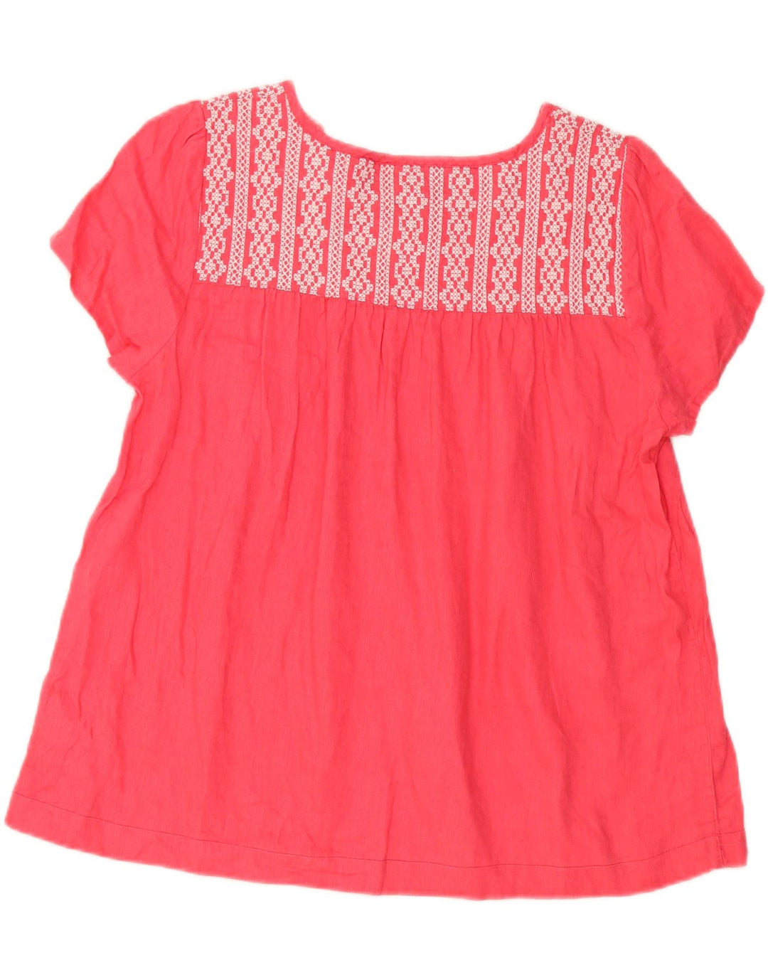 Marks & Spencer Damebluse Top UK 16 Large Pink Geometric Linen
