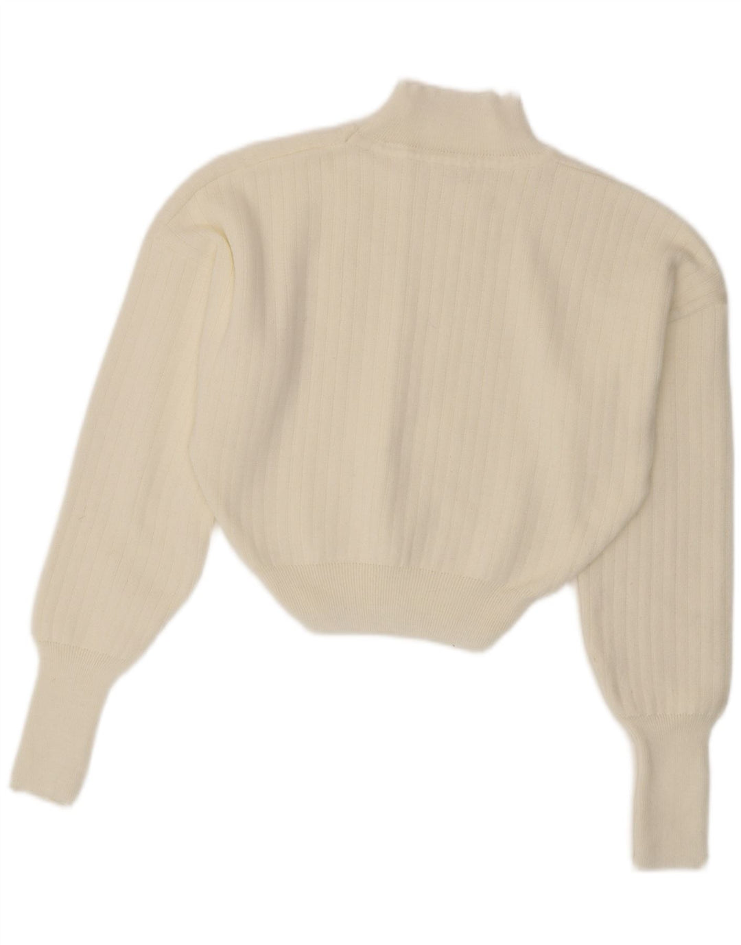 Vintage Dame Crop Turtle Neck Jumper Sweater UK 14 Medium White
