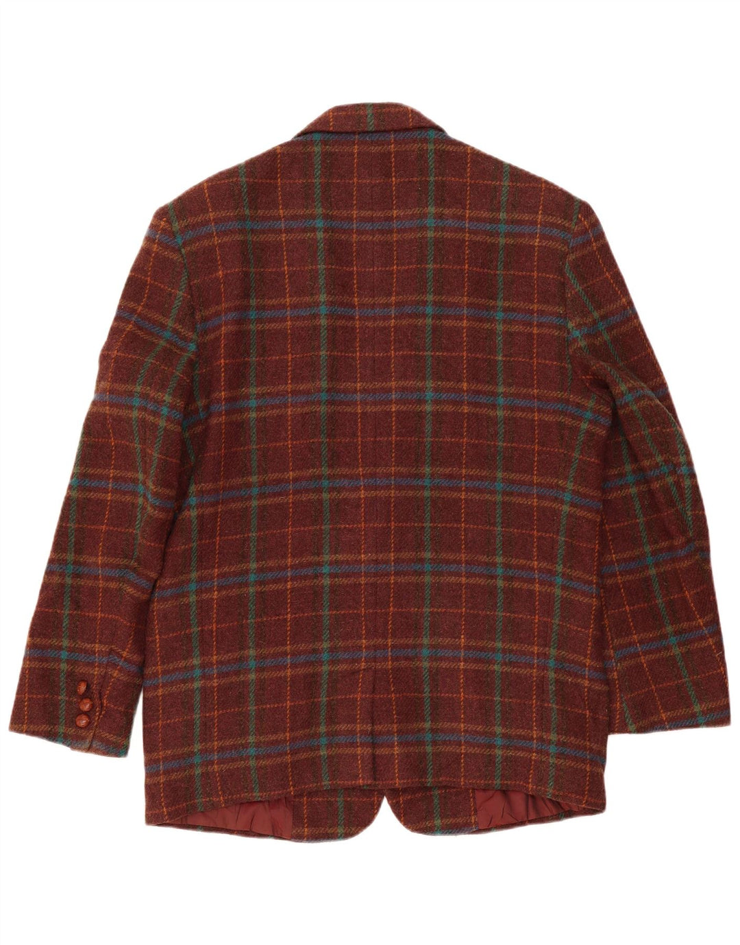 Sisley Herre 2 Button Blazer Jacket UK 42 XL Burgundy Plaid Classic