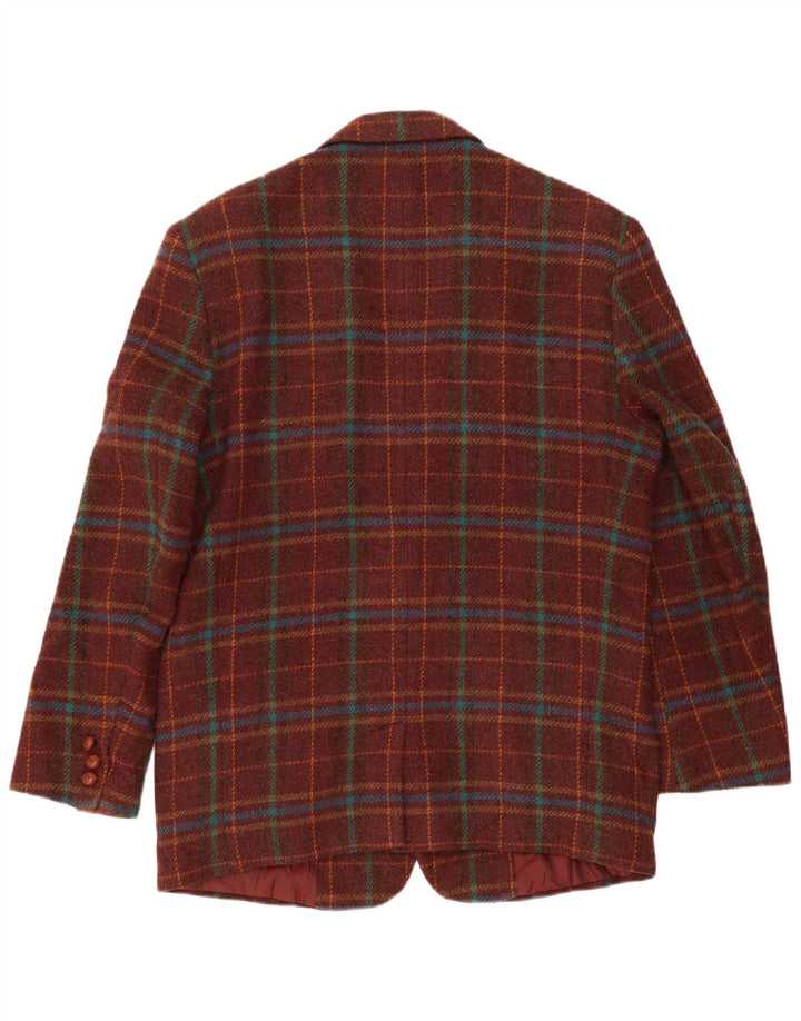 Sisley Herre 2 Button Blazer Jacket UK 42 XL Burgundy Plaid Classic