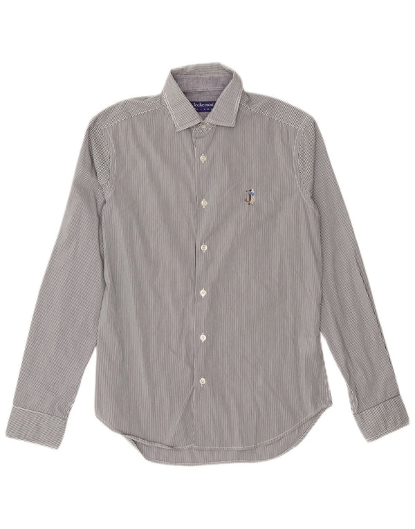 Jeckerson Mens Shirt Small Blue Pinstripe Cotton