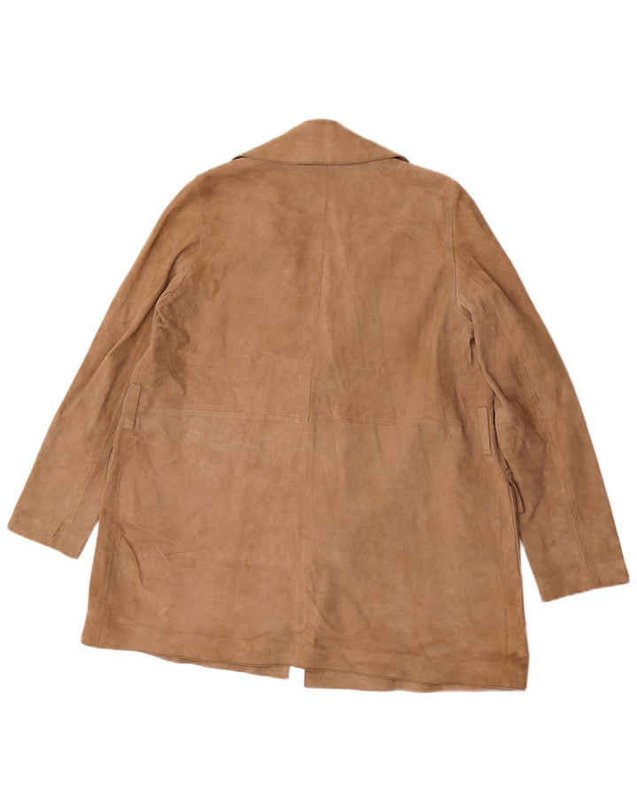Massimo Dutti Dame Åben Ruskind Overfrakke UK 10 Små Beige Fåreskind