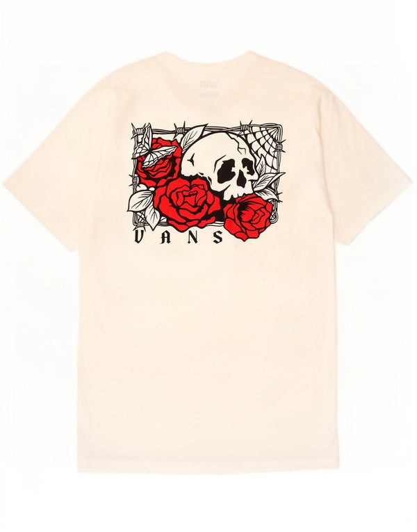 Vans Herre Classic Fit Grafisk T-shirt Top Medium Off White Bomuld
