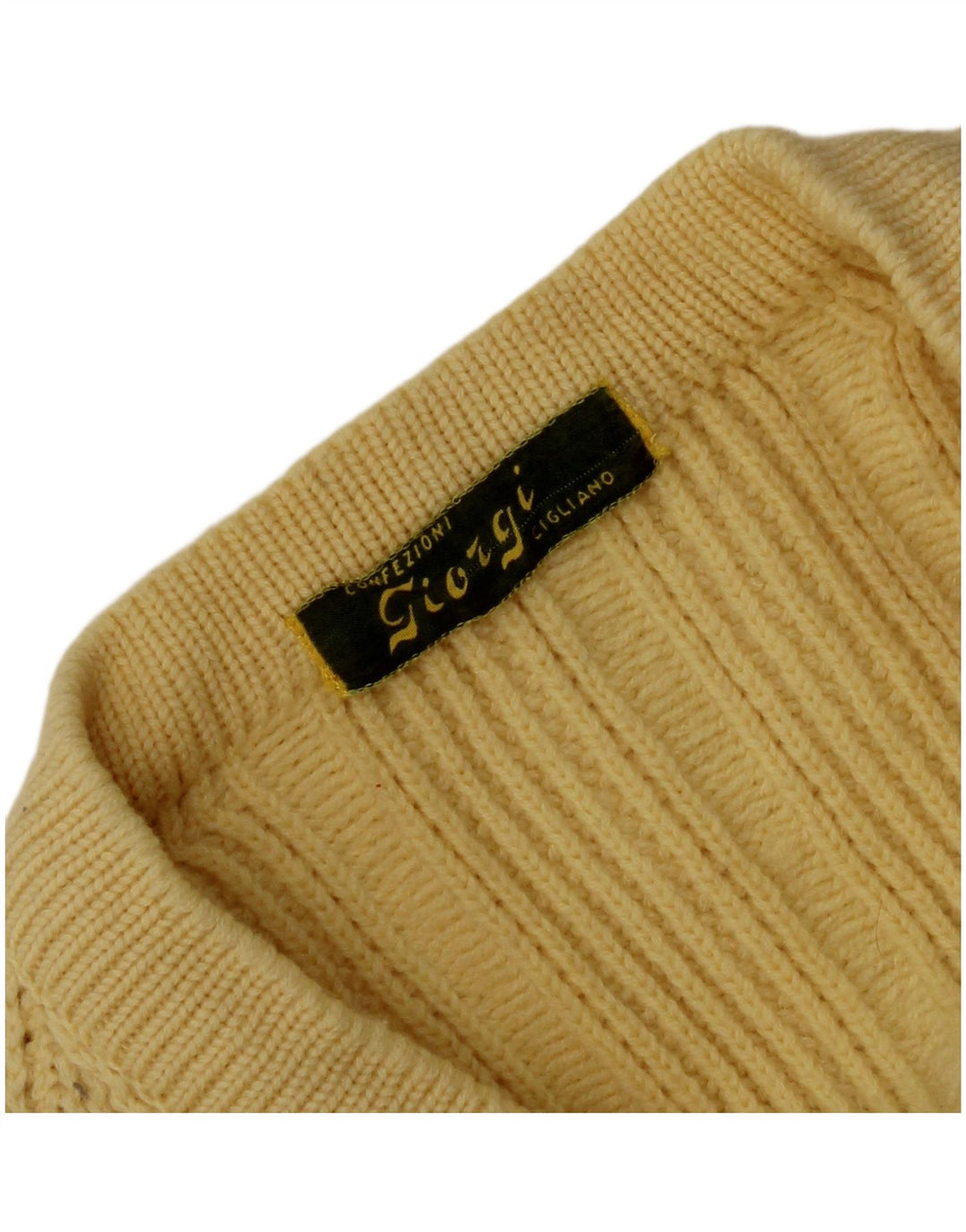 Vintage Herre V-hals sweater Medium Gul