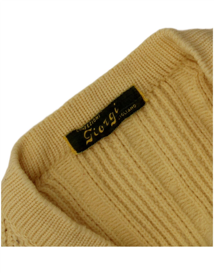 Vintage Herre V-hals sweater Medium Gul