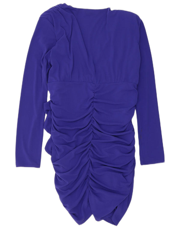 Zara Womens Long Sleeve Bodycon Dress UK 18 XL Navy Blue Polyester