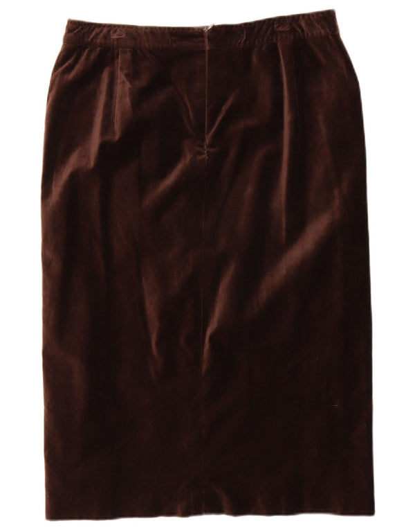 Max Mara Womens Velvet Straight Skirt W30 Medium Brown Bomuld