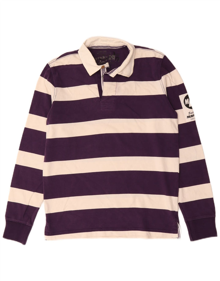 Murphy & Nye Herre grafisk rugby poloshirt Medium lilla stribet