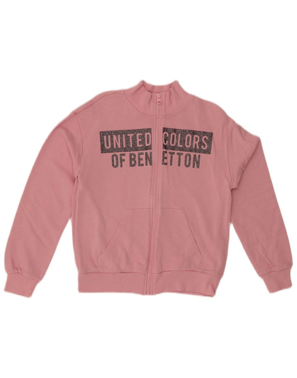 BENETTON piger grafisk træningsdragt topjakke 10-11 år XL Pink bomuld