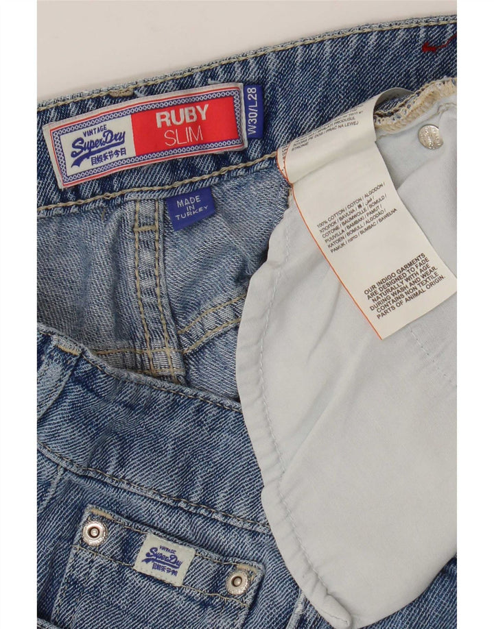 Superdry Ruby Slim Jeans med høj talje til kvinder W30 L24 blå bomuld