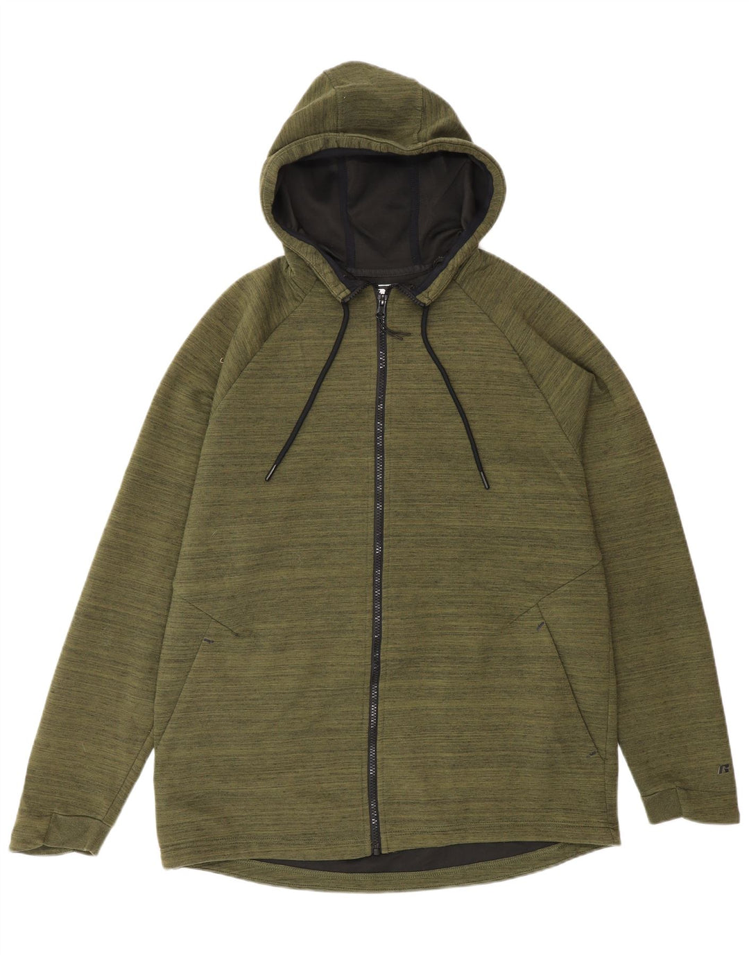 RUSSELL ATHLETIC Hættetrøje med lynlås til mænd UK 38/40 Medium Khaki Polyester