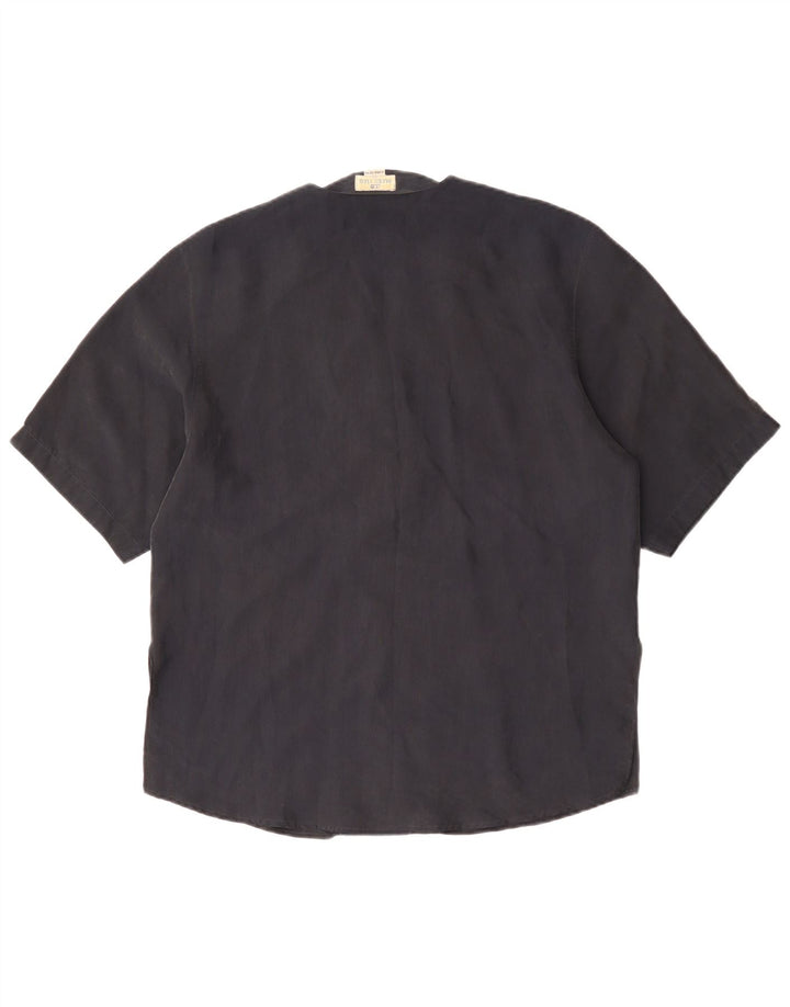 BLUE CLUB Dame Kortærmet skjorte Bluse IT 42 Medium Sort Silke