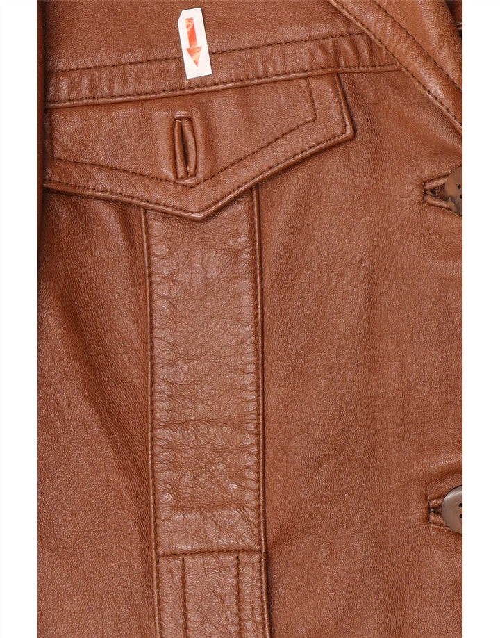 Vintage dame 3-knaps læderjakke UK 8 Small Brown