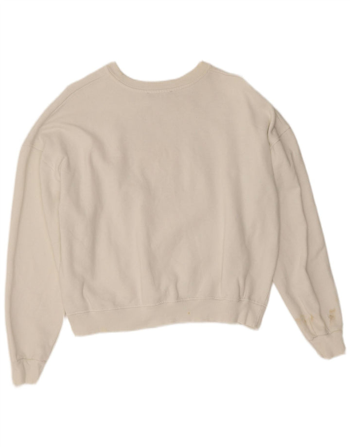 Zara Womens Grafisk Oversized Sweatshirt Jumper UK 10 Small White
