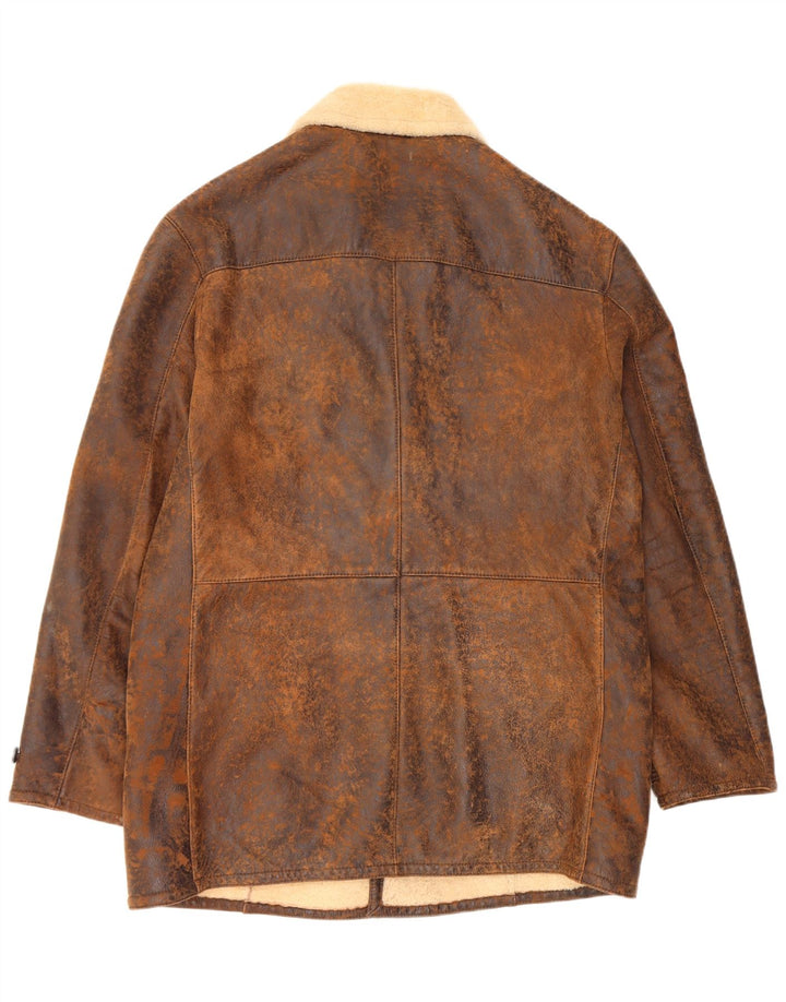 Marlboro Classics Herre Shearling Jacket UK 42 XL Brunt fåreskind