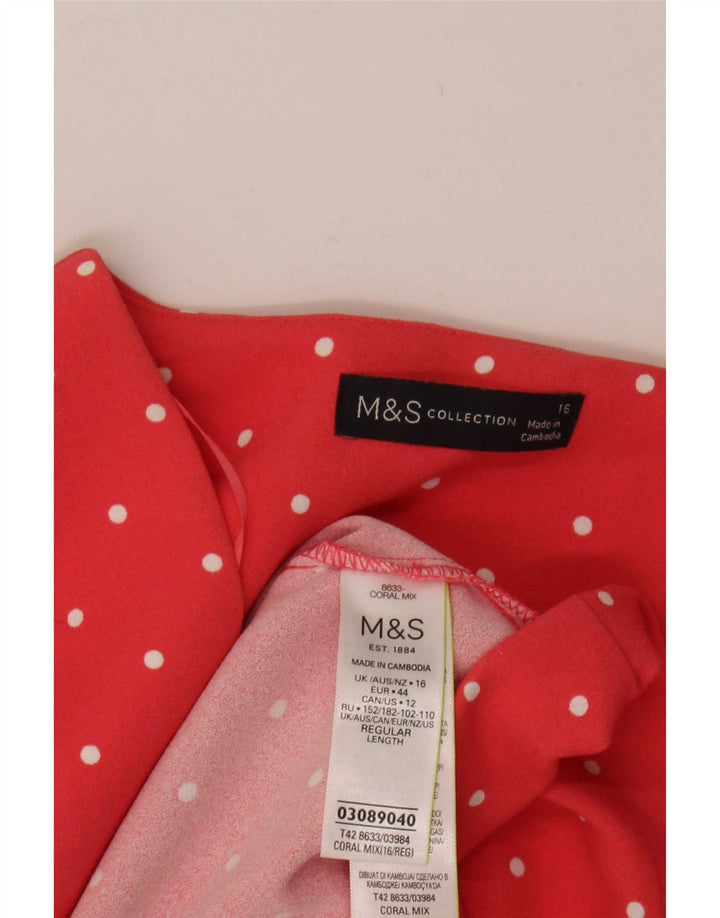 Marks & Spencer Womens Shift Dress UK 16 Large Pink Spotted Polyester